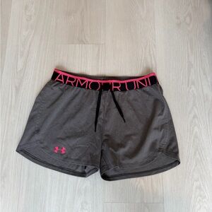 Under Armour Athletic Shorts – Gray with Pink Logo